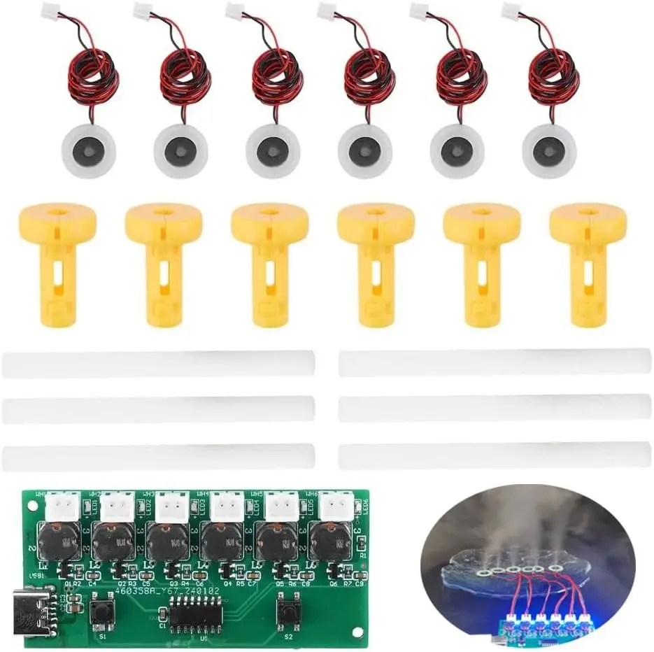 USB Humidifier Module Set Atomization Plate Circuit Board 6 Spray, Professional DIY Humidifier Control Board Atomization Disc