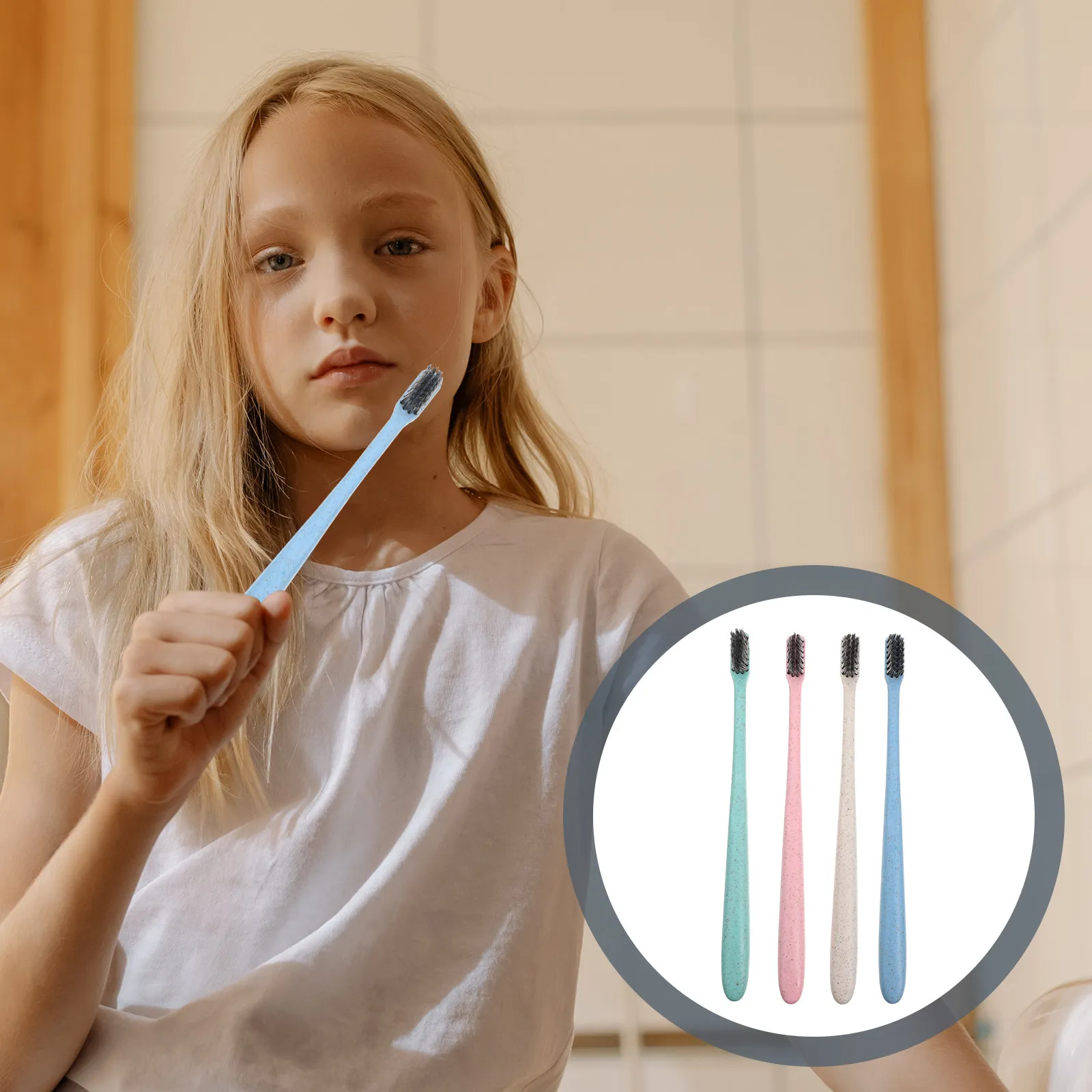 

Набор из 12 бамбуковых зубных щеток с ручкой из пшеничной соломы, мягкой щетиной, для домашнего использования, портативные, для ухода за зубами, для путешествий