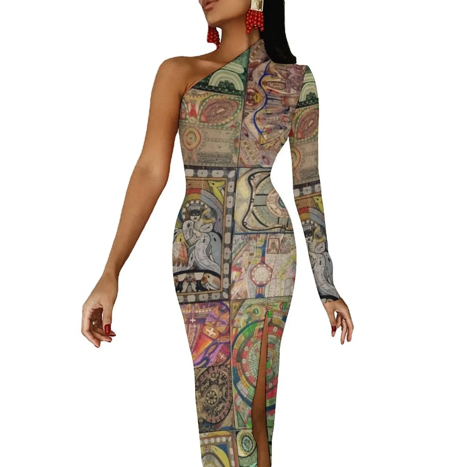 

Adolf Wlfli Half Dleeve Split Dress Summer women"s clothing prom dresses 2024 women"s summer clothing 2024 women party dresses