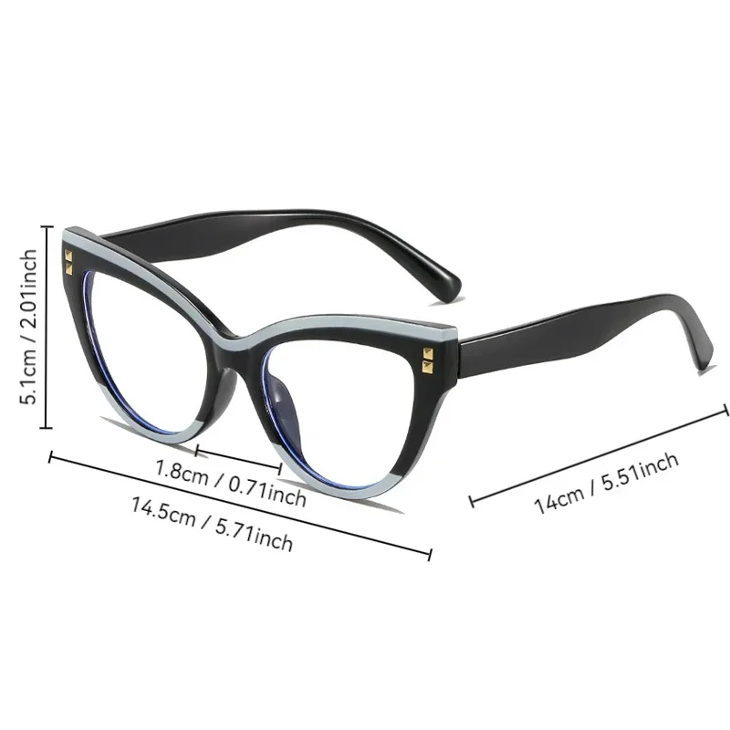 Gafas de ojo de gato elegantes para hombre y mujer, anteojos transparentes de diseñador de marca, anteojos transparentes informales, montura óptica de moda