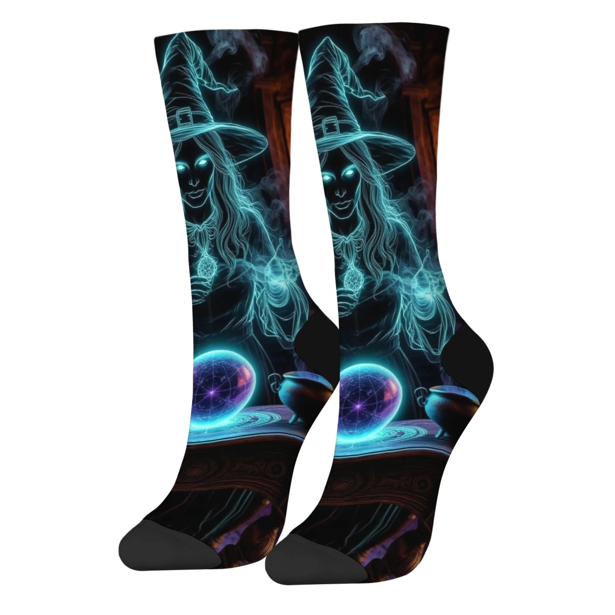 Halloween Magic Witch Funny Socks Harajuku Retro Style Unisex Crazy Street Hip Hop Socks Novelty Comfortable Warm Fashion Socks