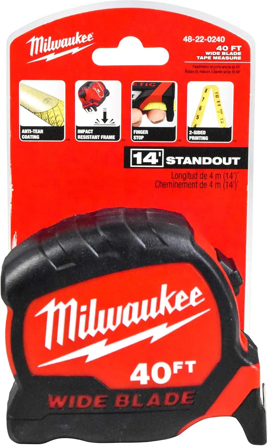 

Milwaukee 48-22-0240 40 ft. x 1.3 in. Wide Blade Tape Measure (Single Pack)