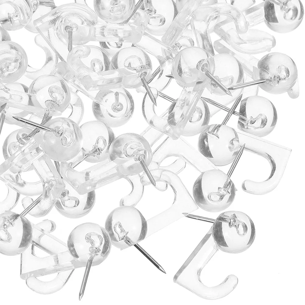 100 Pcs Hook Hanger Message Board Supply Coat Replaceable Thumb Tacks Office Pushpin Black Hooks Reusable Wall Hanging