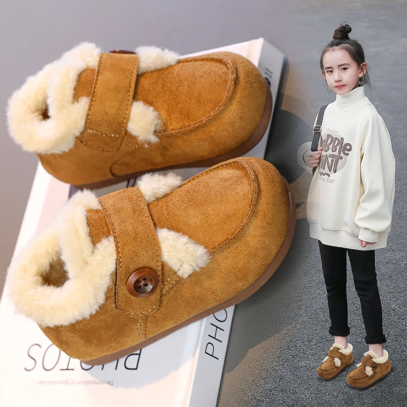 

New Snow boots girls warm cotton shoes 2025 new winter girls cotton shoes short boots