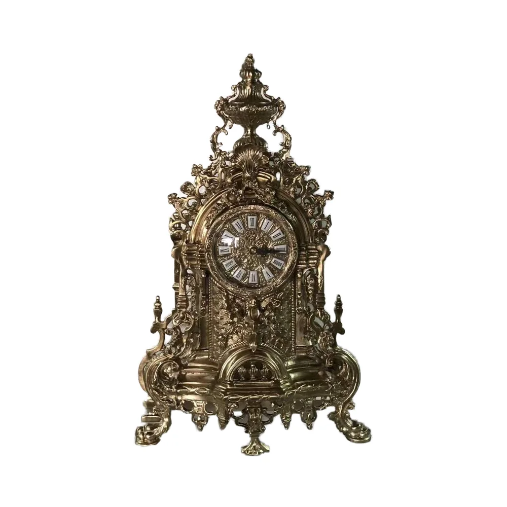 

Custom Brass Luxury Retro Desk Clock and Candlestick Exquisite Quartz Movement with Electronic Projection and Needle Display