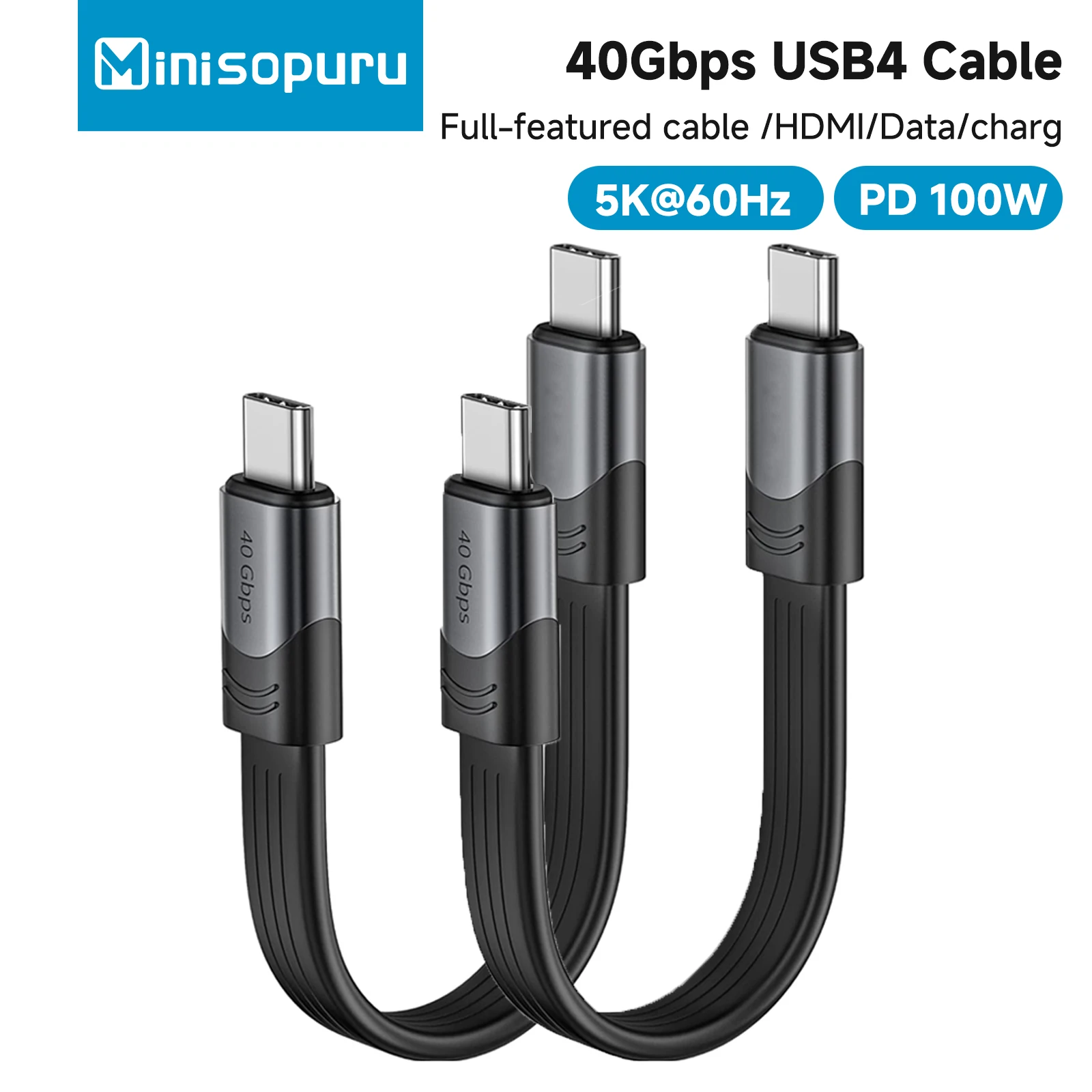 

Короткий кабель Minisopuru USB4 40 Гбит/с PD 100 Вт USB C — тип C Кабель для передачи данных с видеовыходом 5K при 60 Гц для Thunderbolt 4/3 MacBook Pro