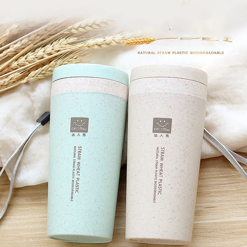 

Wheat Straw Double Insulated Gift Mug Tumbler with Lid Eco-friendly 16.8x7cm Travel Mug Coffee Winter Thermos Cup Sports Cup