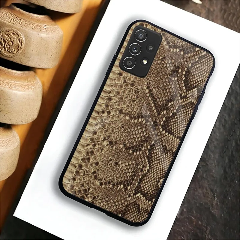 Leather Snake Scales Phone Case For Samsung A 54 34 70 52 71 72 81 91 E S 33 20 S 12 10 21 22 13 30 42 50 51 Glass