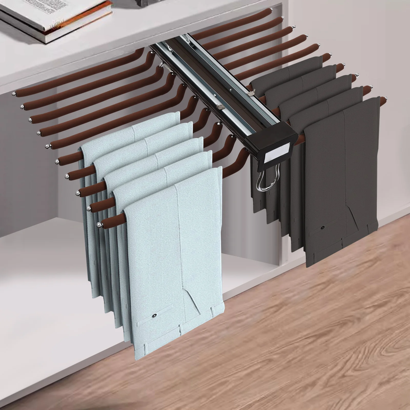 Portapantaloni estraibile, portapantaloni retrattile per guardaroba, portapantaloni per armadio