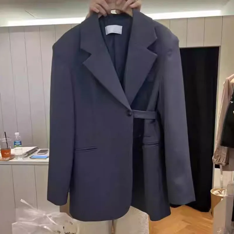 [MODX] New South Korean Dongdaemun Design for Autumn 2024 Irregular Button Medium length Suit Coat