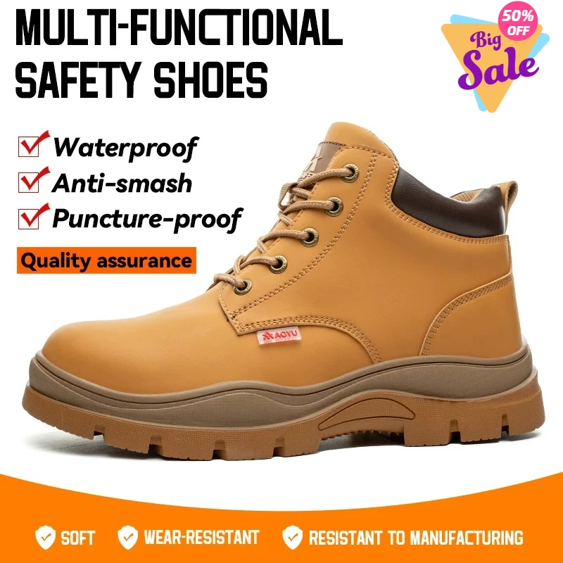 

New Safety Boots Men Work Indestructible Shoes Sneakers Steel Toe Protective Boots Anti-smash Anti-puncture Work Tactical Boots
