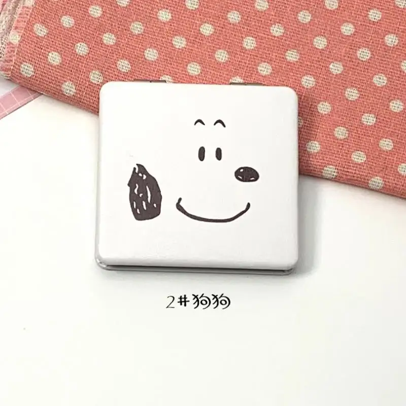 Kawaii Peanuts Snoopy Double Sided Folding Portable Small Mirror Carry On Bag Treasure Makeup Mirror Creative Cartoon Girls Gift