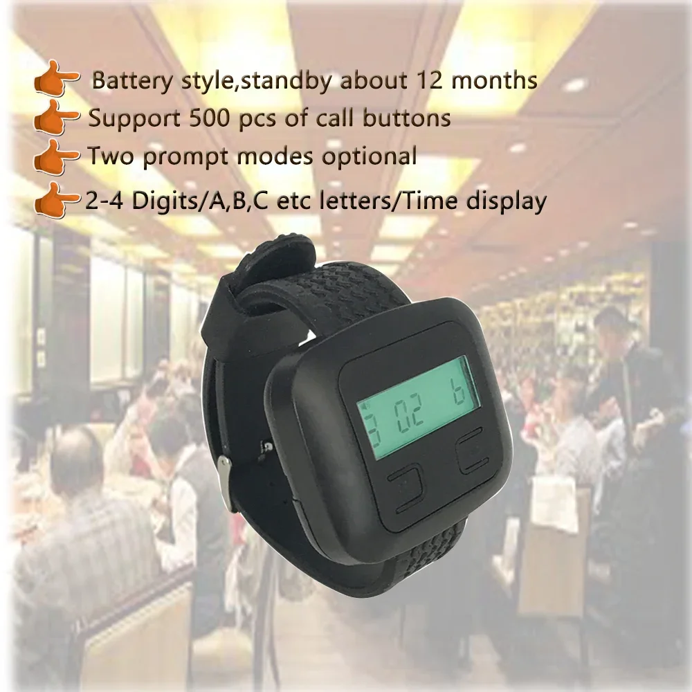 NO Call Button CTW02 Watch Receiver Wireless Calling System  for Restaurant,Office,Cafe Customer Call Waiter Service Bell