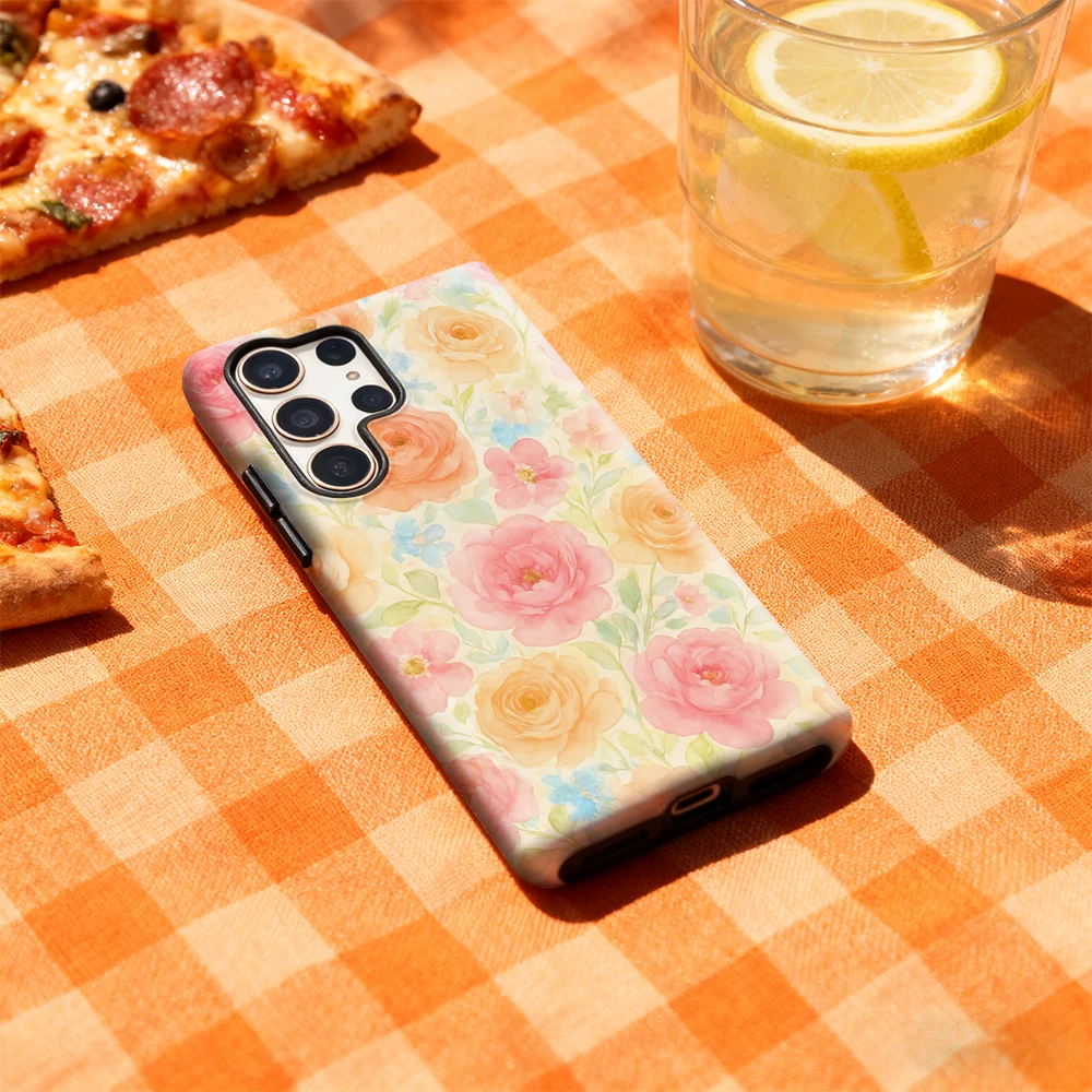 Funda de teléfono con ramo Floral de acuarela para Samsung Galaxy S25 Ultra S24 S23 Ultra Plus, funda trasera brillante de doble capa