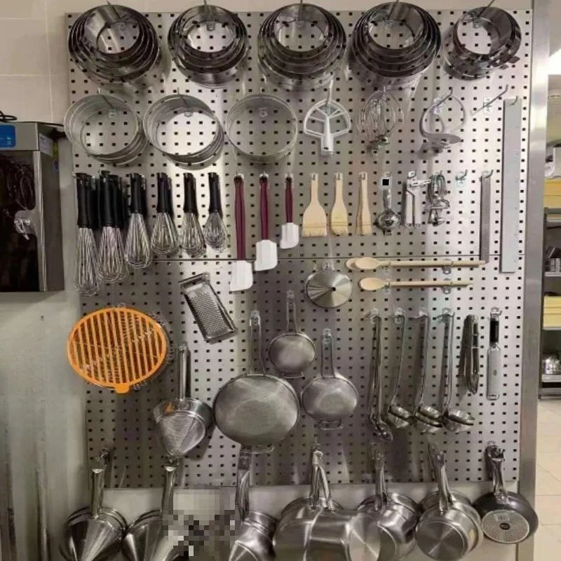 Wholesale Thickened 304 Stainless Steel Square Hole Plate Baking Rack Wall Mounted Hardware Tool Hanging Board Fixable