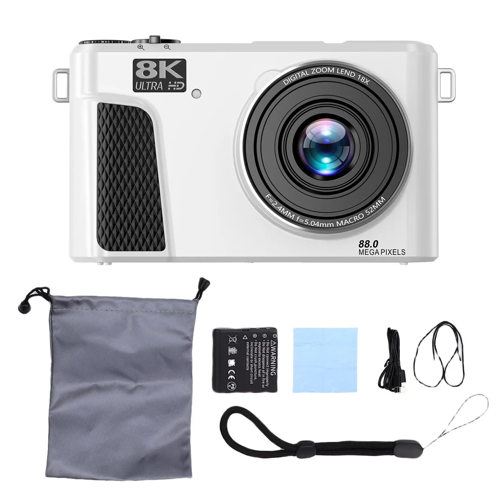 Digitale camera 8K 88MP 18x zoom Autofocus WiFi-reiscamera met 3 inch flip-scherm Meerdere filters Invullicht voor live