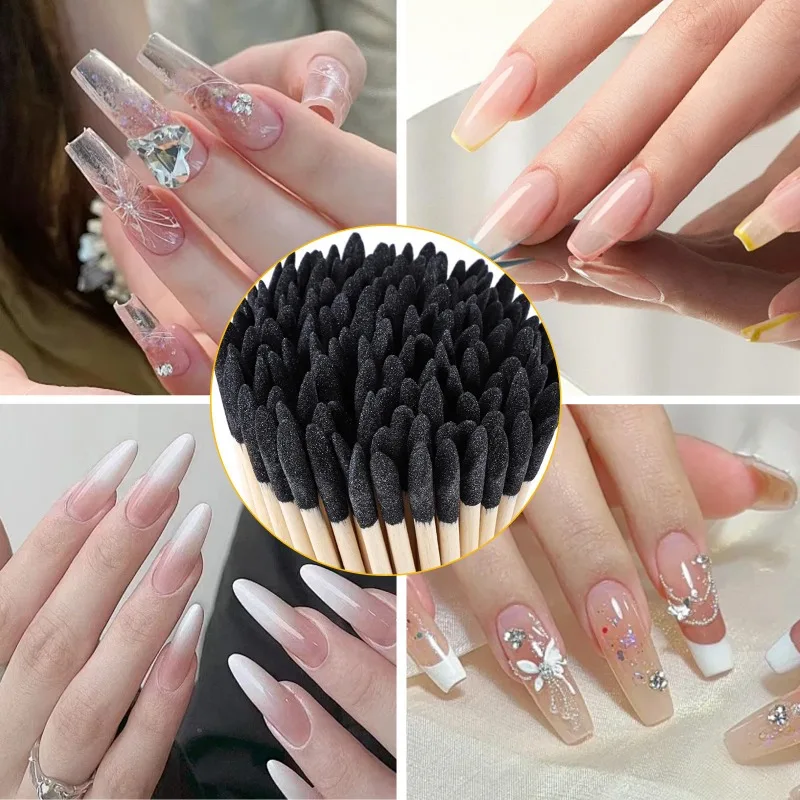Nowy dwustronny przyrząd do manicure z czarnego drewna i pomarańczowego drewna do usuwania sztucznych paznokci, cyrkonii, nakładania kropek, odpychania skórek, narzędzie do pedicure.