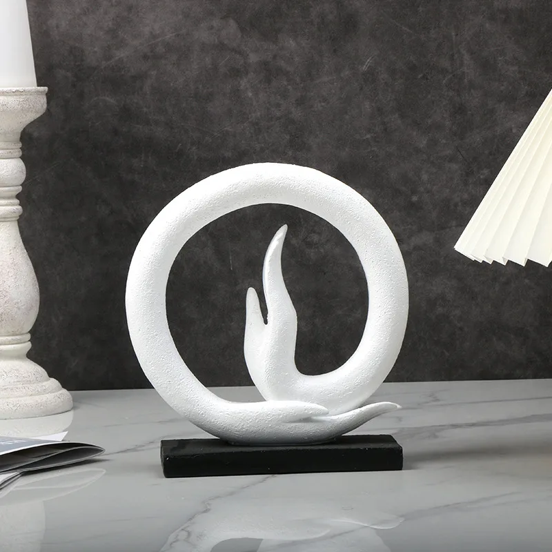 Zen Inspired Home Decoration Abstract Gesture Statue Simplified Circular Sculpture Living Room Table Bookshelf Cabinet Ornament