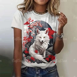 3D Cartoon Fox Print Women's T-Shirt Summer O Neck Short Sleeve Tops Ladies Tees Casual Loose Streetwear Female Fashion Pullover