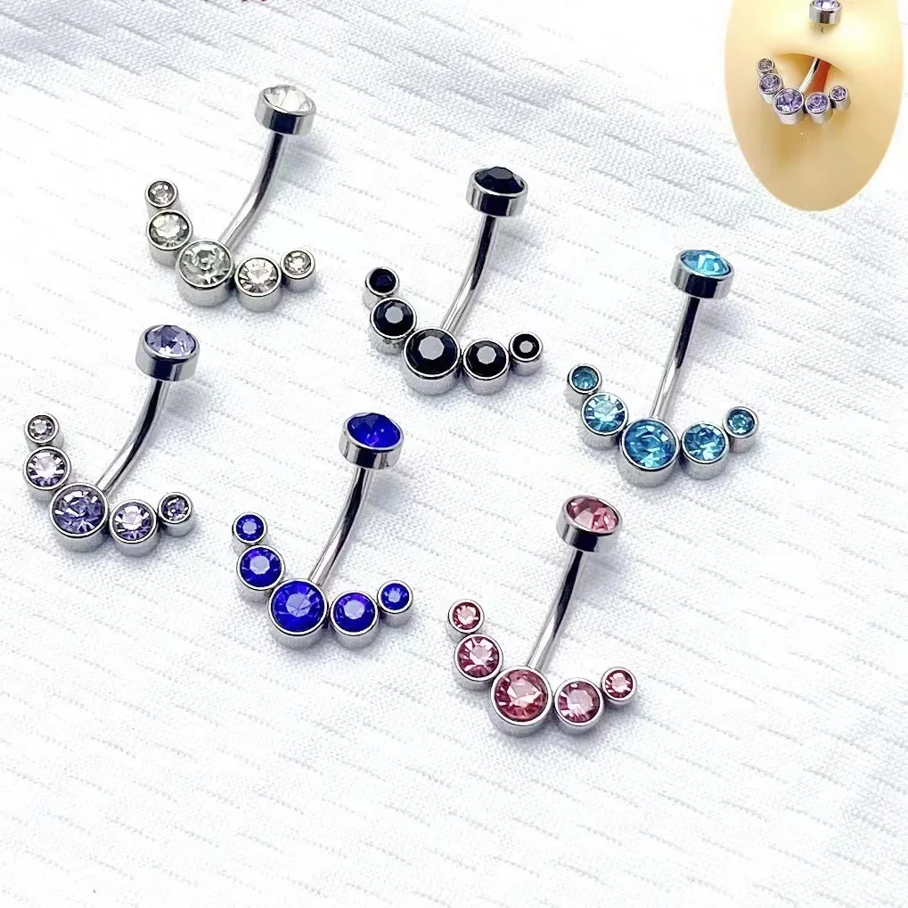 

1PC Stainless Steel Belly Button Rings 14G Internal Thread Steel Navel Piercing Rings for Women Crystal Sexy Belly Button Bars