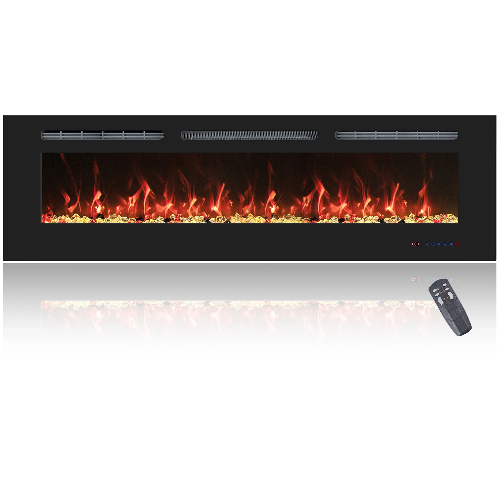 High Quality 72R In Media Electric Fireplace Heater 13 LED Colors 1500W Power Recessed And Wall Mounted Modern Style