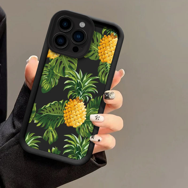 الأناناس البرتقال زهرة طباعة جراب هاتف آيفون 13 14 برو ماكس 17 الهواء 16 15 زائد 12 Mini 11 SE لينة سيليكون ماتي غطاء