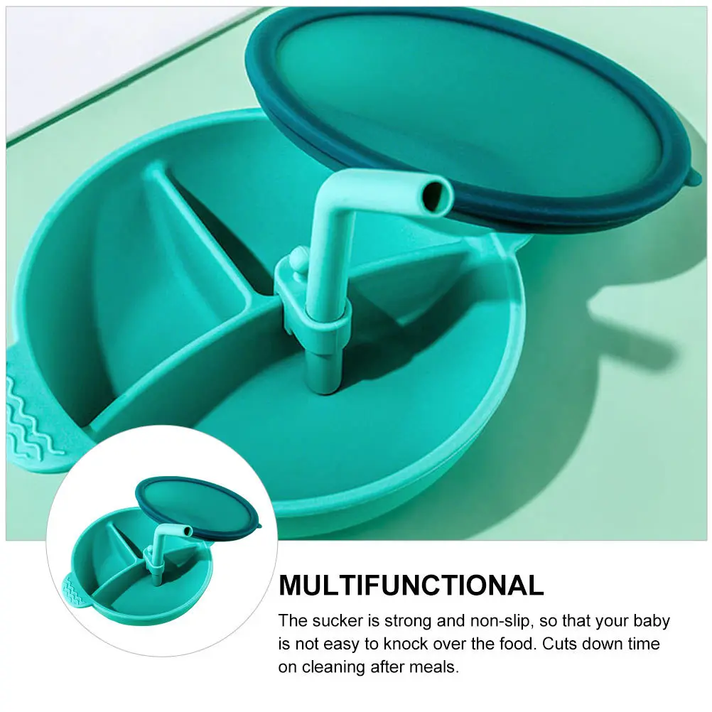 

1Set Baby Eating Training Bowl Straw Design Multi-Grid Infant Food Bowl Non-Slip Sucker Dual Handle Kids Tableware