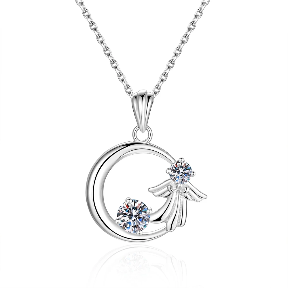 

D Color VVS1 1ct Moissanite Pendant Necklace S925 Sterling Silver Necklaces for Woman Birthday Party High-End Jewelry Gift