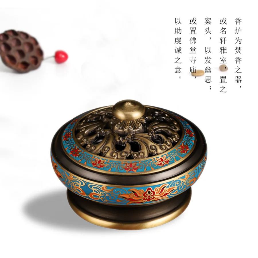 Round Flower Incense Holder In Metal Antique Decoration Incense Burner Ornament Retro Quemador Incienso Home Decoration Luxury