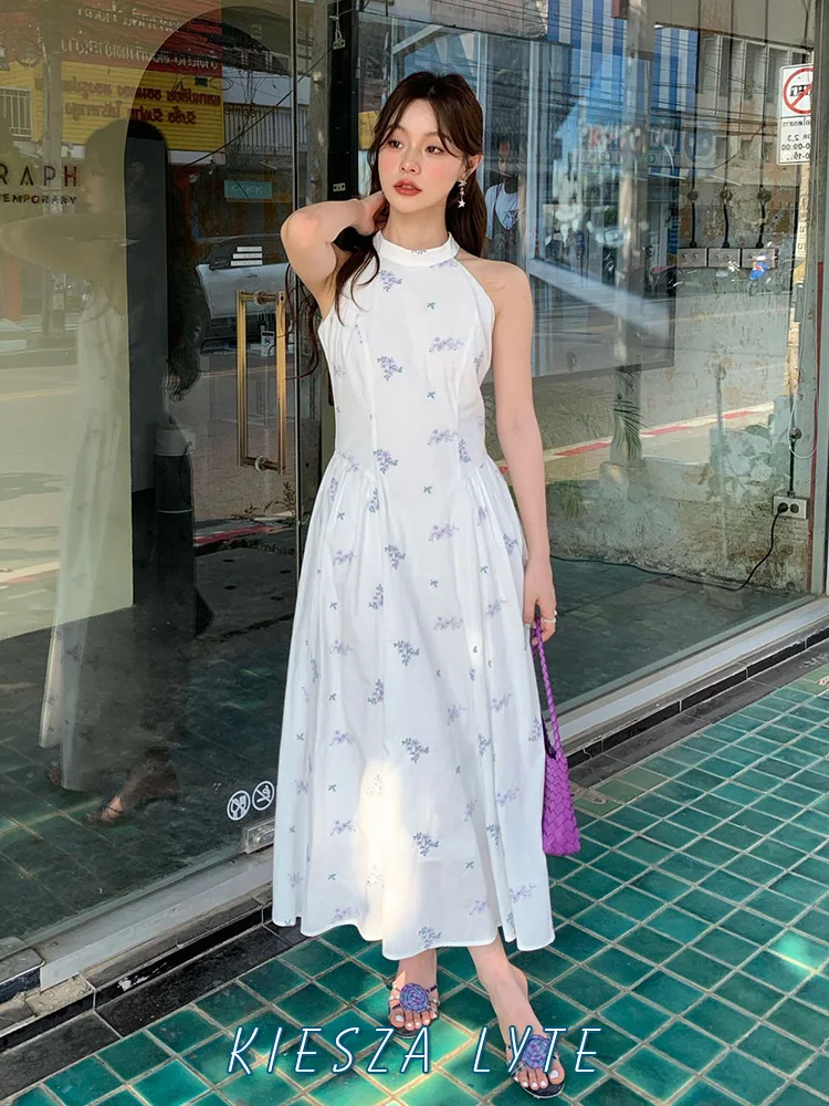 

Kiesza lyte Fashion Summer 2025 embroidery floral high waist sleeveless sexy white dress High quality Birthday party dress