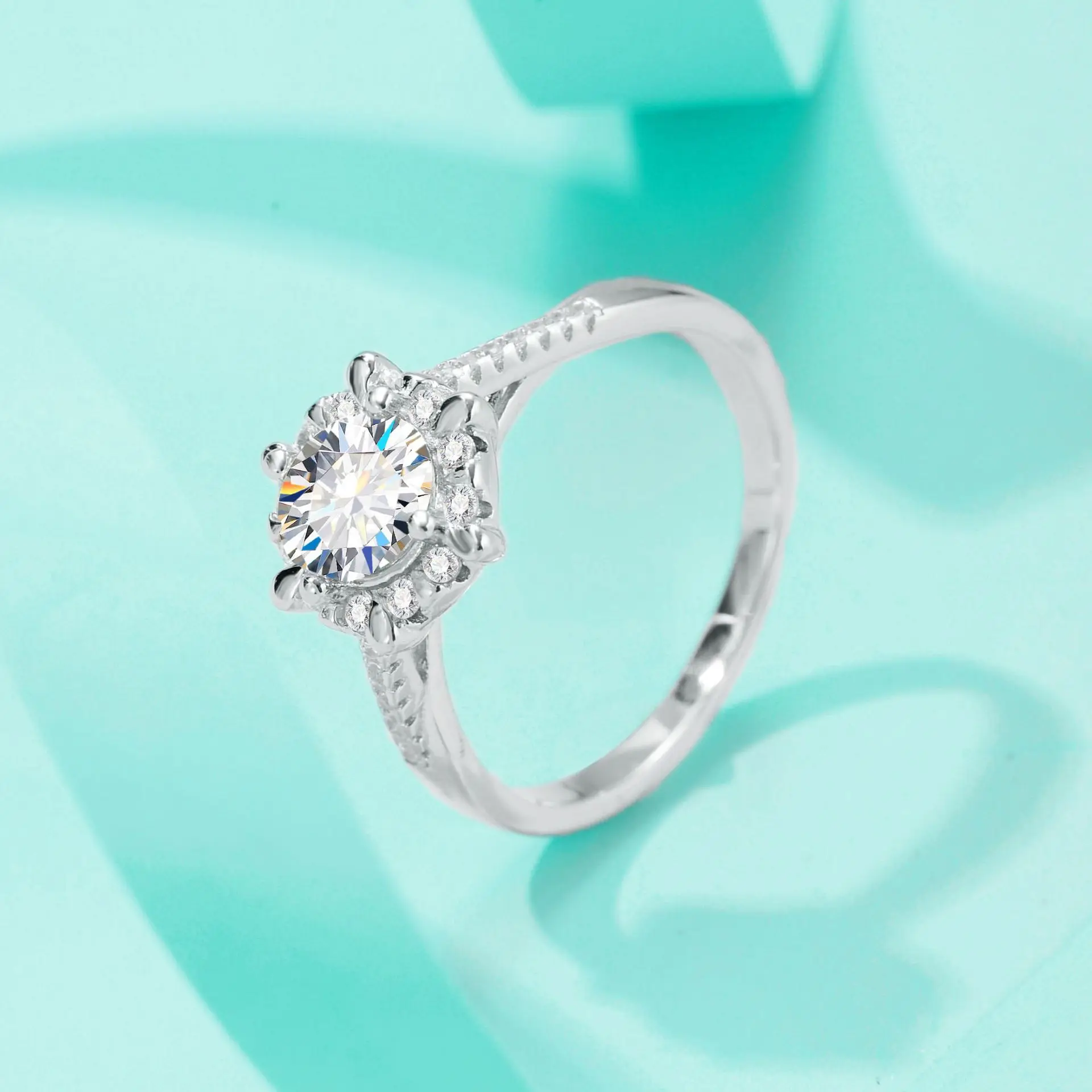 

Платиновое кольцо 950, изысканное роскошное кольцо с шестью зубцами и муассанитом в корейском стиле