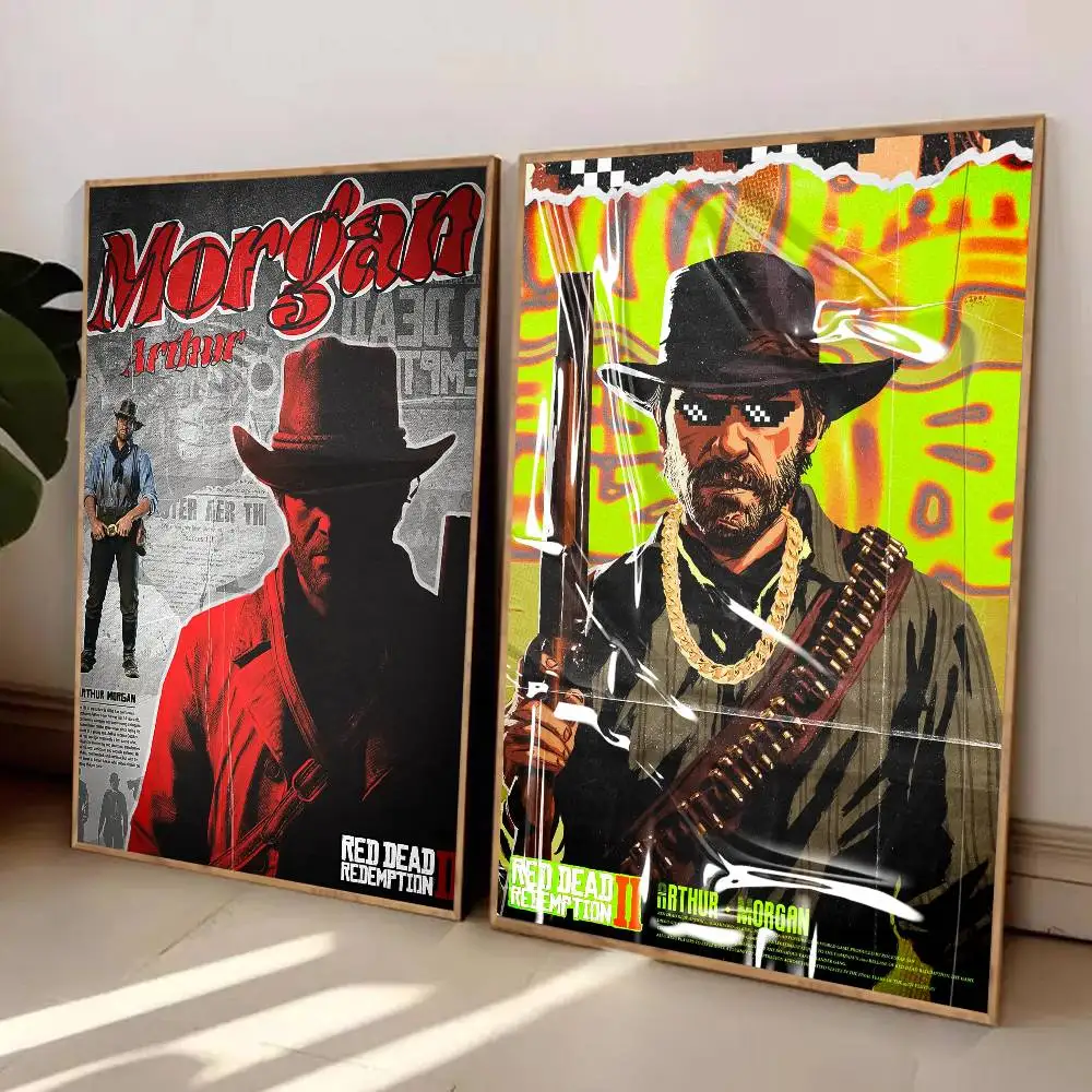 ملصق R-Red Dead R-RedempTION 2 ملصق ذاتي اللصق مناسب لأي سطح جدار مقاوم للماء ومقاوم للرطوبة