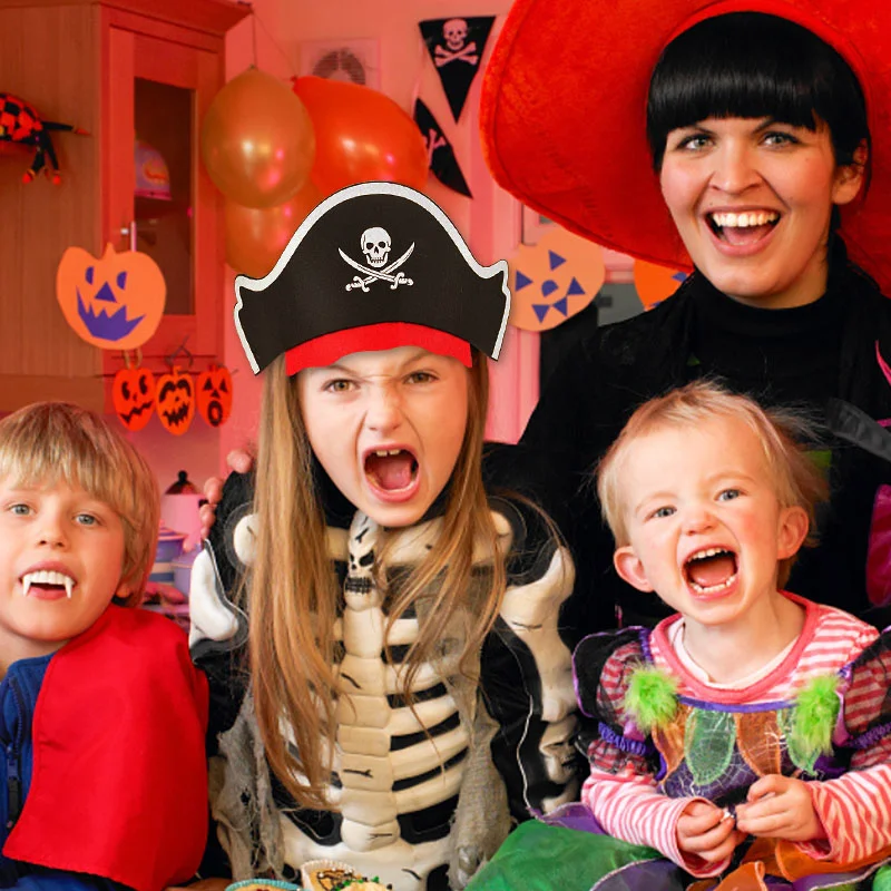 Chapeau d'Halloween en Feutre 7.5 avec Crâne Imprimé, Accessoires de Costume de Cosplay, Décoration de ixd'Halloween pour Enfant, 1/3/6 Pièces