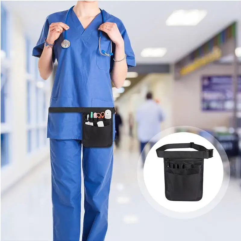 Large Capacity Adjustable Nurse Fanny Pack Portable Oxford Cloth Nurse Pouch Waist Bag Multi Compartment Pocket Belt Organizer