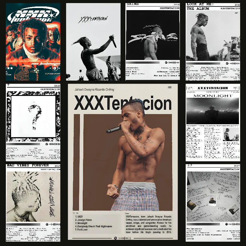 

XXX-Tentacion Rock Rapper Music Albums Poster Self-adhesive Art Waterproof Paper Sticker Coffee House Bar Room Wall Decor