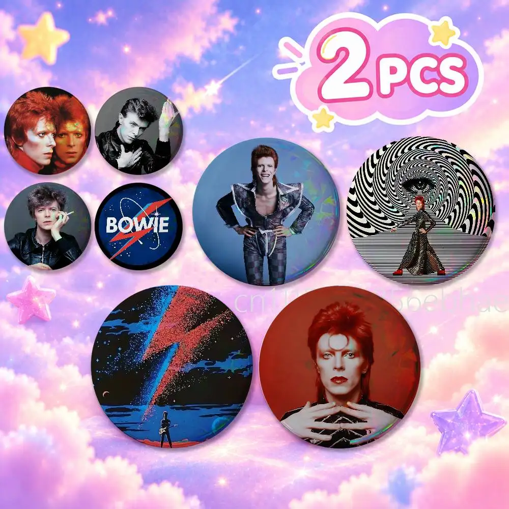FOR David Bowie Jazz Rock Round Badge 2Pcs Button Pin Brooch Cosplay Prop Collection Souvenir Bag Ornament