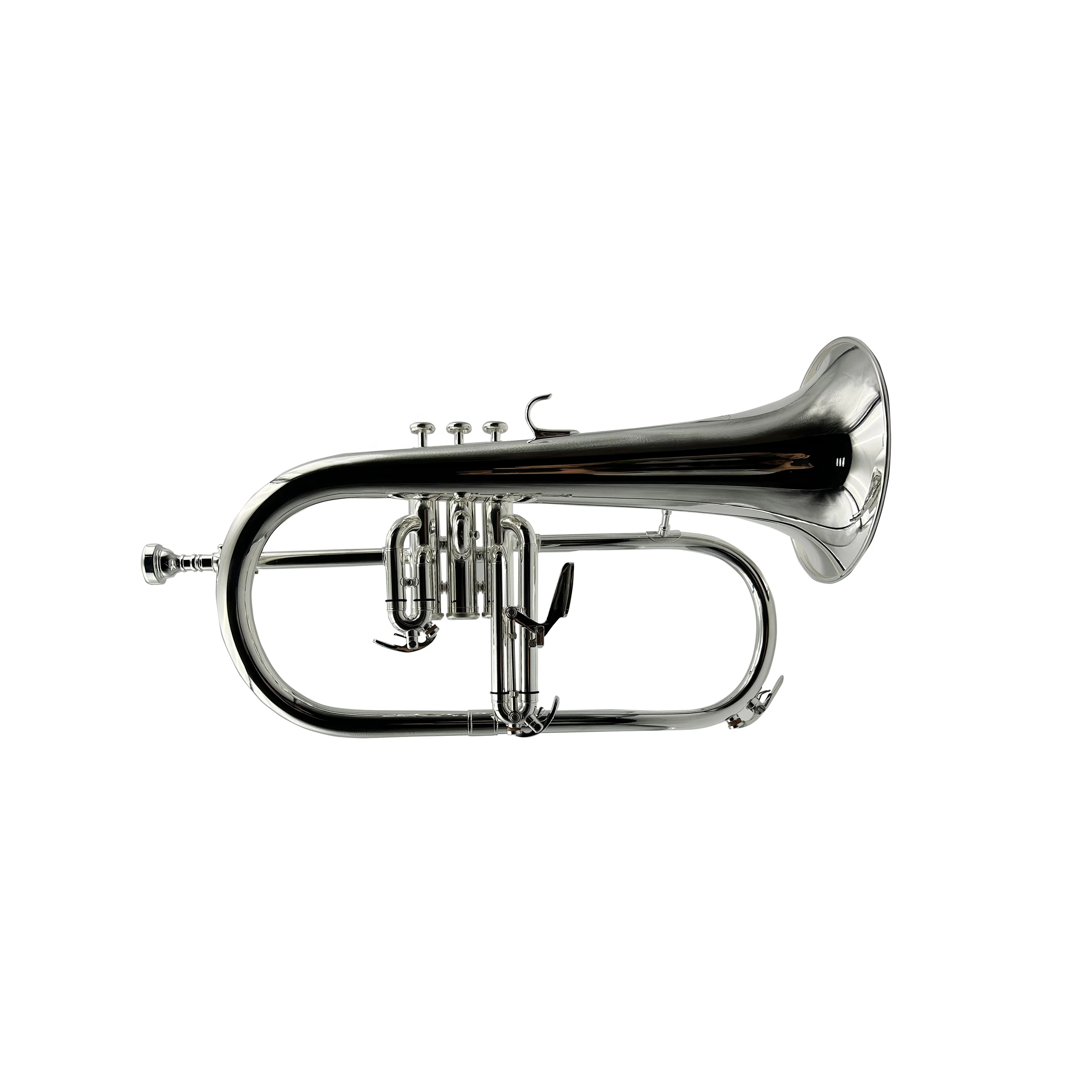 Professional Bb Flugel Horn High Quality Brass Body Silver Plated 10.5mm Bore Canvas Case OEM JYFG410S