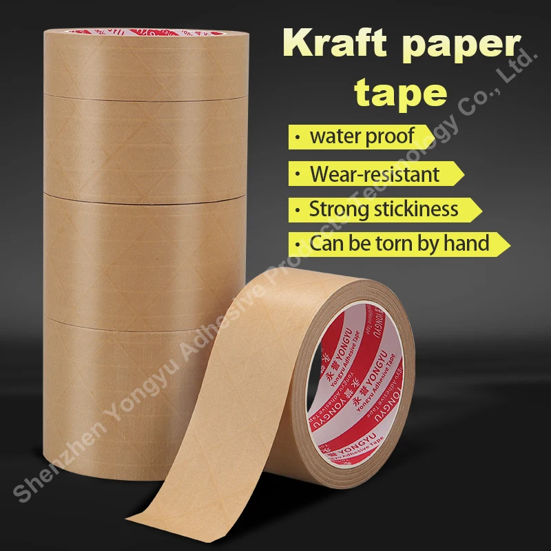 

Self Adhesive Kraft Paper Tape With Thread High Stretch Cardboard Box Sealing Book Cover Gift Packaging Art Student Painting