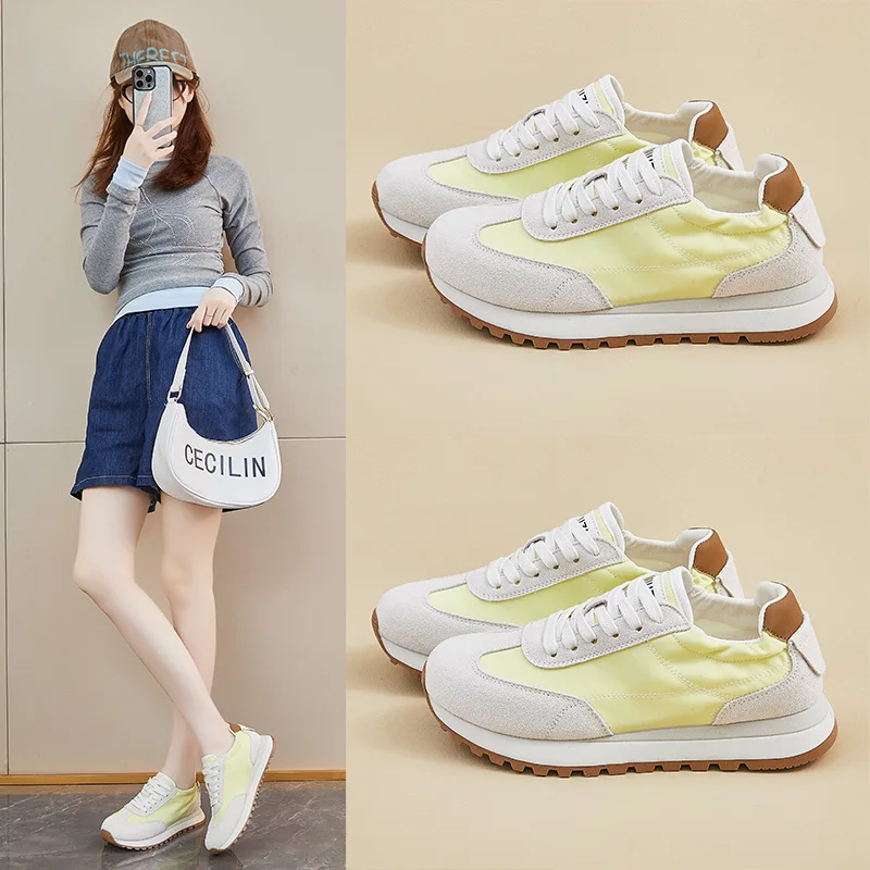 Women's Dad Shoes 2026 Summer Sports and Leisure Thick soled Raised Mesh Breathable Outdoor Running Shoes