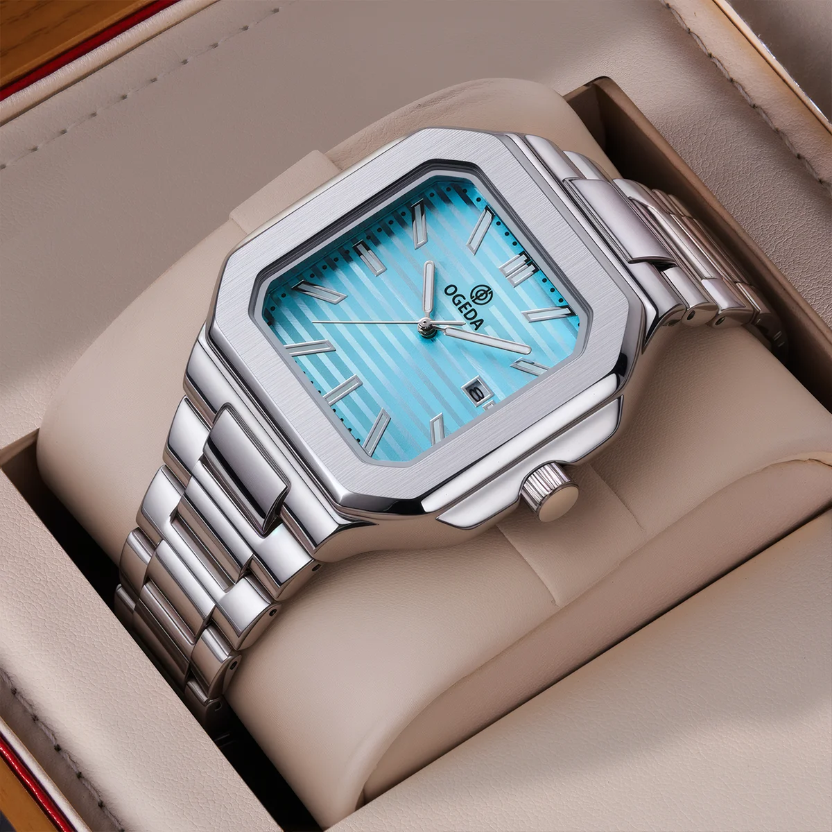 

Ogeda 2025 новые модные мужские кварцевые часы из сплава, корпус из минерального стекла, кожа, спортивные водонепроницаемые 3 бара, Reloj Hombre