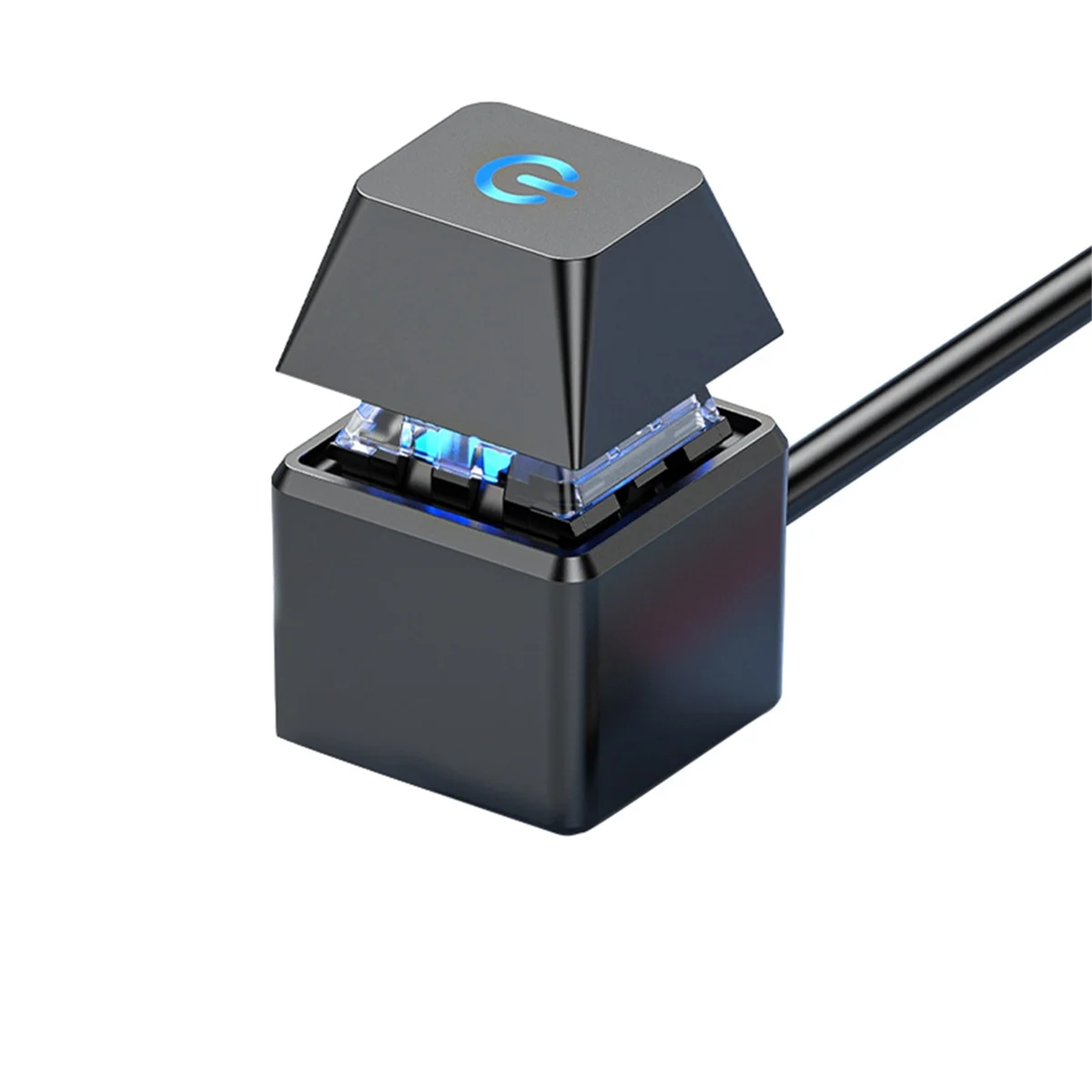 AT87-Computer Switch PC Motherboard External Start LED Light Power ON/OFF Square Button 2M Extension Cable Black