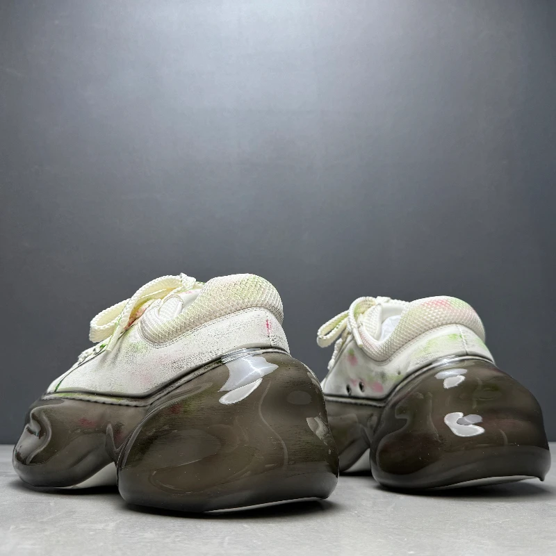 أحذية الأب بتصميم عملية اللصق للرجال كاجوال ذات نعل سميك لزيادة الارتفاع من الجلد الطبيعي أحذية رياضية بيضاء كلاسيكية #4