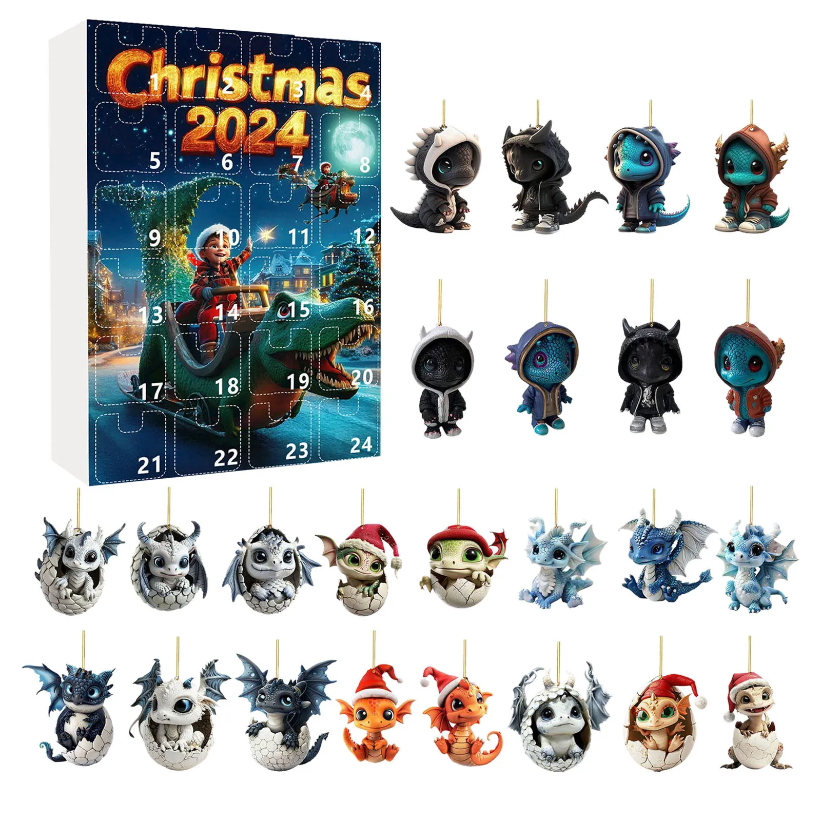 School Clock Timer Christmas Tree Dragon Pendant Advent Calendar 2024 24 Day Christmas Large Hour Glass with Sand for Kids