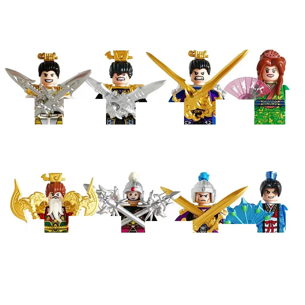 8 Mini Human Building Blocks Toy Three Kingdoms Hero Character War Horse Set Building Blocks Puzzle Assembly Toy Children\'s Gift