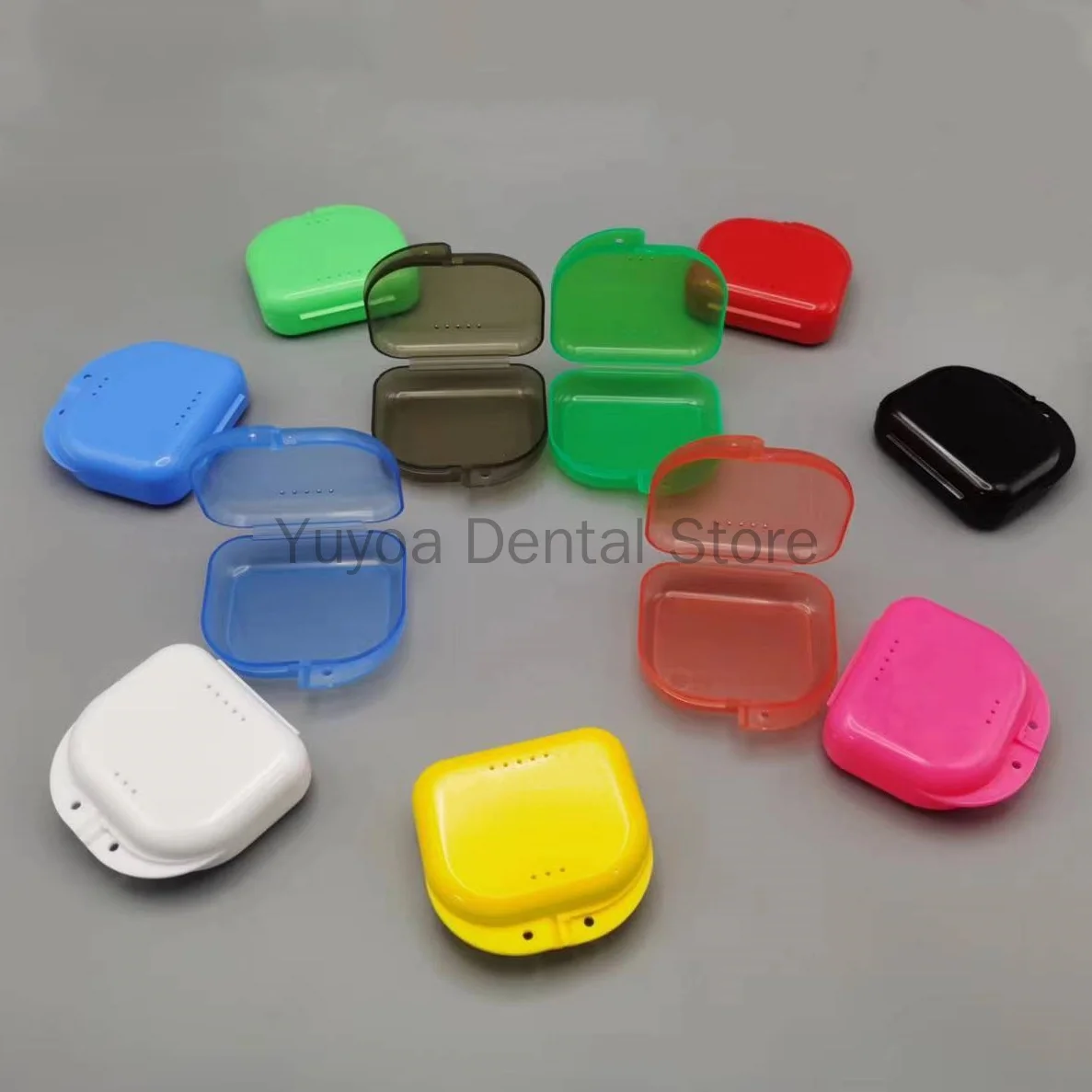 50pcs Denture Storage Box Dental Orthodontic Braces Retainer False Teeth Protective Case Prosthesis Teeth Container Boxes