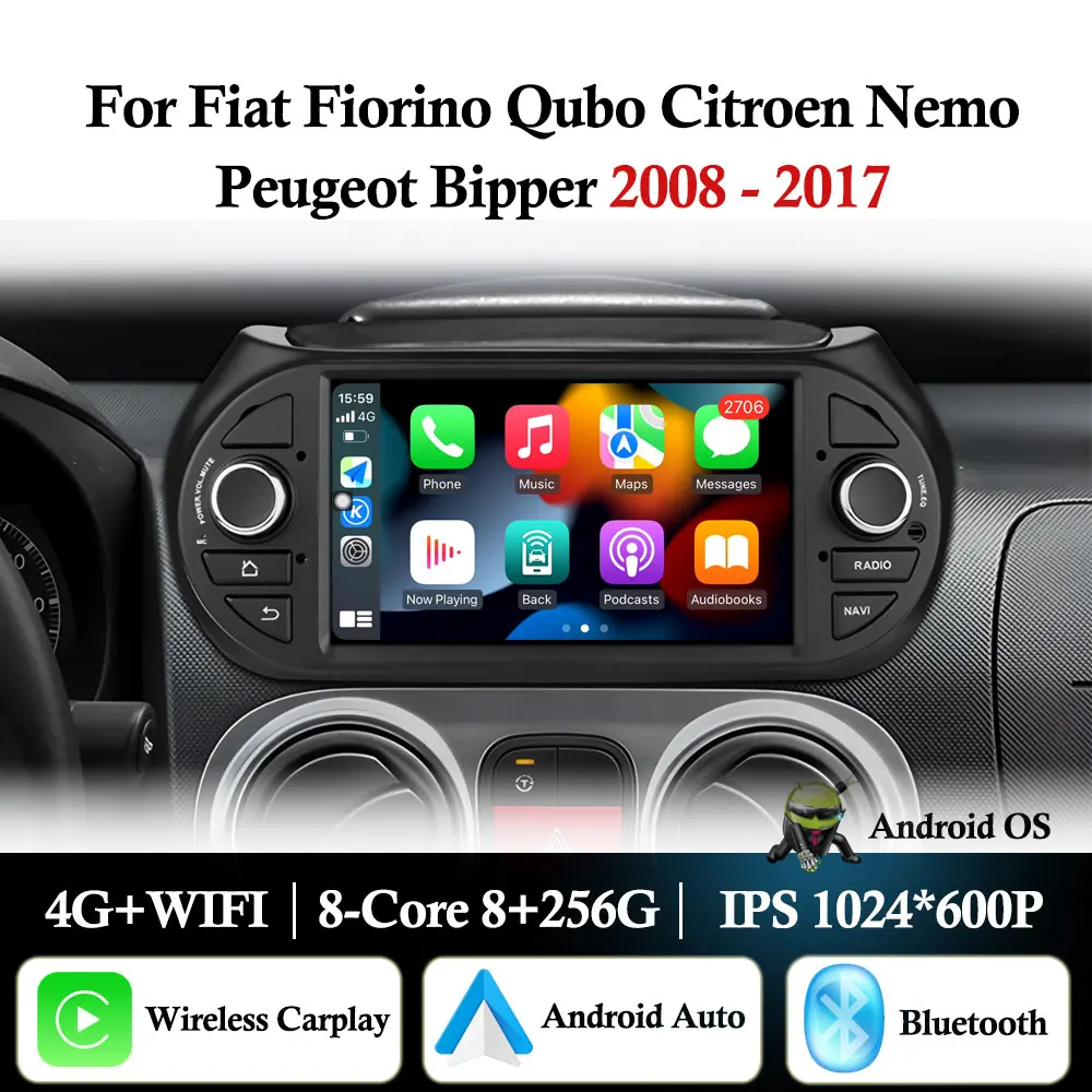 Car Radio Multimedia Video Player For Fiat Fiorino Qubo Citroen Nemo Peugeot Bipper 2008 - 2017 CarPlay GPS Navi DSP Stereo