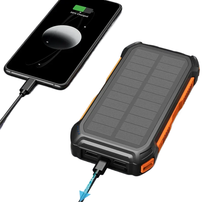 Fast charge 2024 New Product Custom Solar Panel Powerbank Portable Solar Charger 20000mAh Solar Power Banks For Cell Phone