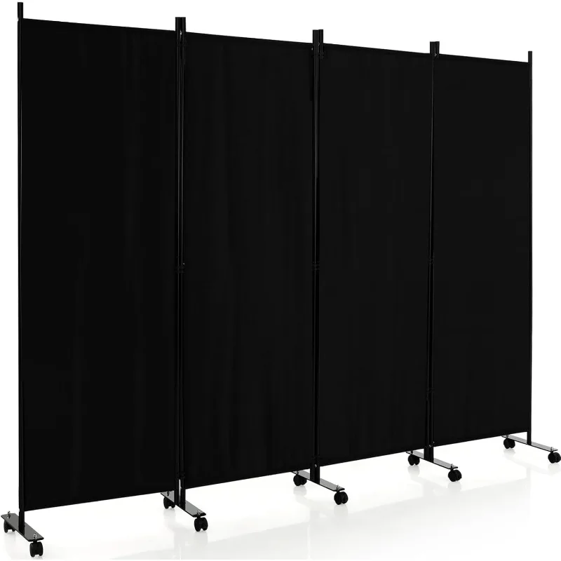 

Giantex 4 Panel Room Divider, Folding Privacy Screen ,Rolling Partition Room Dividers, 89''W x 68''H, Black,Size: 4 Panel