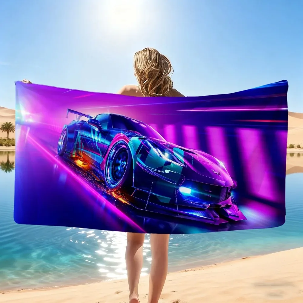 Sports N-Need-d CAR Weiches Schwimmhandtuch, cooles Badezimmer-Badetuch, schnell trocknendes, weiches Mikrofaser-Strandtuch, Sommergeschenk für Jungen und Mädchen