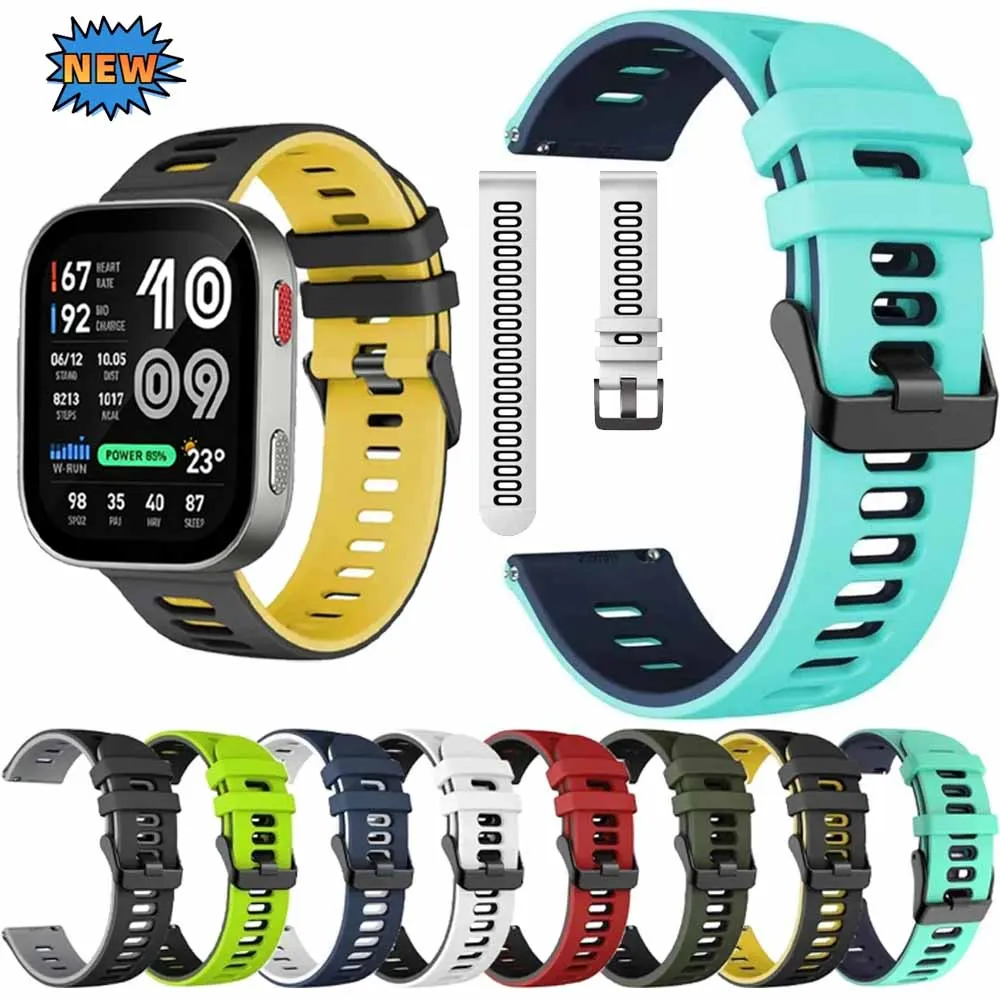 20/22mm Zweifarbiges Weiches Silikonarmband für Amazfit Bip Max 6 5 Atmungsaktives Armband für Amazfit Active Max 3 2/Balance 3 2 Correa